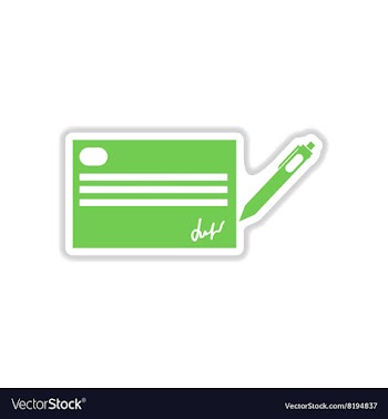 Paper sticker on white background cash a check vector image