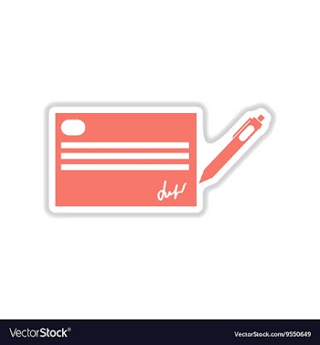 Paper sticker on white background cash a check vector image