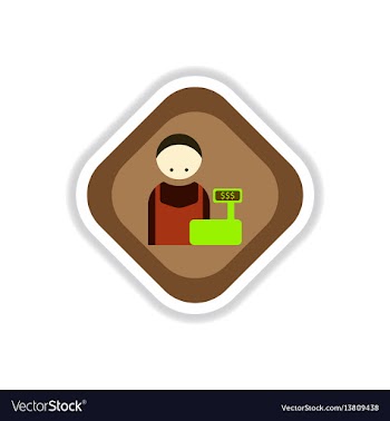 Paper sticker on white background cashier vector image