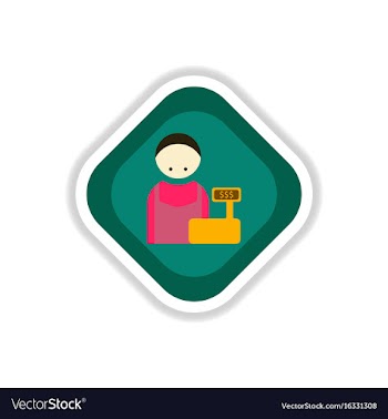 Paper sticker on white background cashier vector image