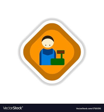Paper sticker on white background cashier vector image