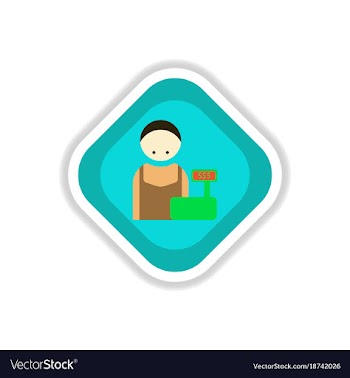 Paper sticker on white background cashier vector image