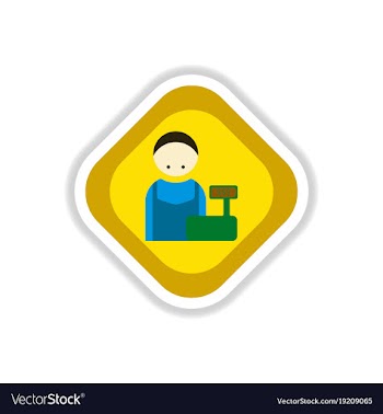 Paper sticker on white background cashier vector image