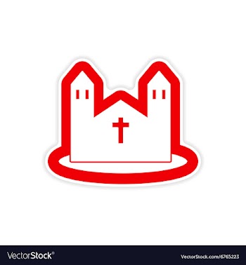 Paper sticker on white background Catholic church vector image
