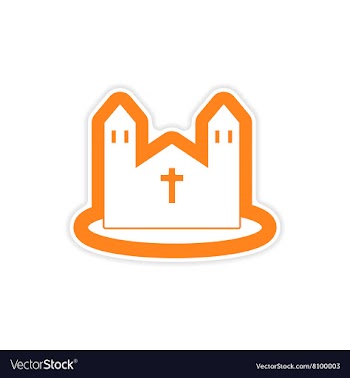 Paper sticker on white background Catholic church vector image
