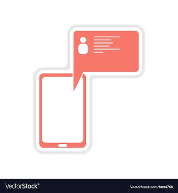 Paper sticker on white background cell phone vector image