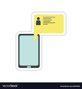 Paper sticker on white background cell phone vector image