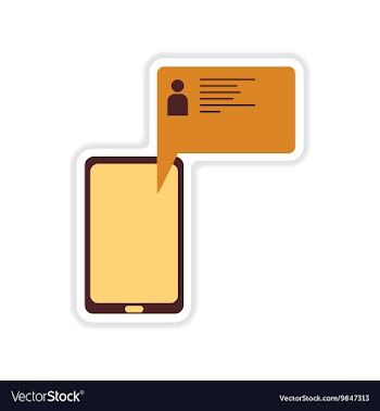 Paper sticker on white background cell phone vector image