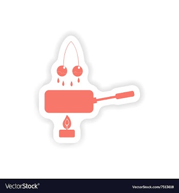 Paper sticker on white background cherry fondue vector image
