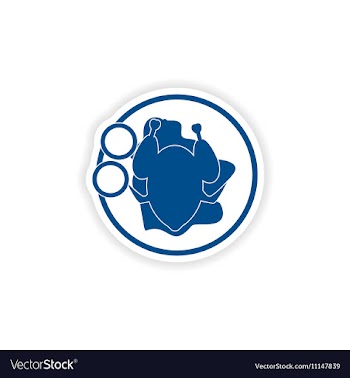 Paper sticker on white background chicken dish vector image