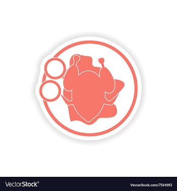 Paper sticker on white background chicken dish vector image