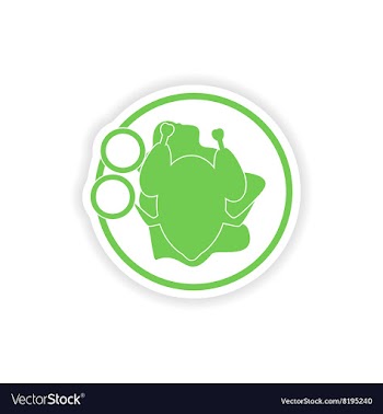 Paper sticker on white background chicken dish vector image