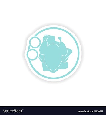 Paper sticker on white background chicken dish vector image