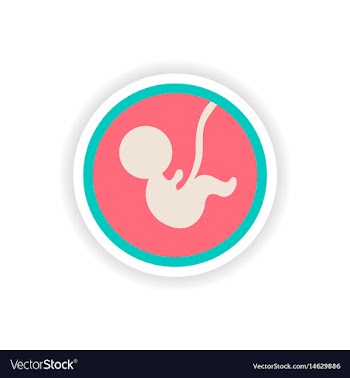 Paper sticker on white background child in womb vector image