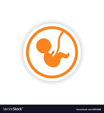 Paper sticker on white background child in womb vector image