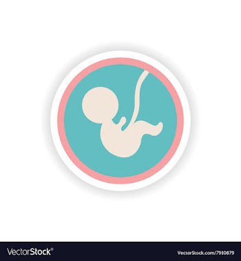 Paper sticker on white background child in womb vector image