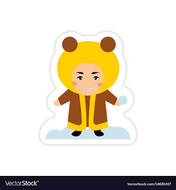 Paper sticker on white background child playing vector image