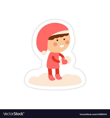 Paper sticker on white background child playing vector image
