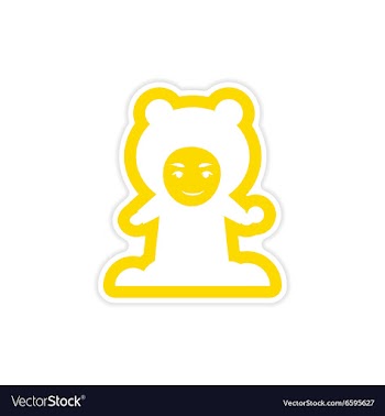 Paper sticker on white background child playing vector image
