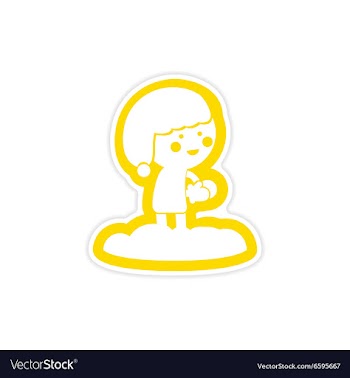 Paper sticker on white background child playing vector image