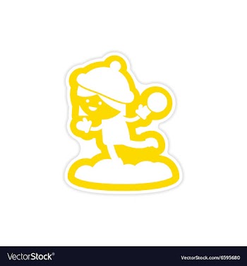 Paper sticker on white background child playing vector image