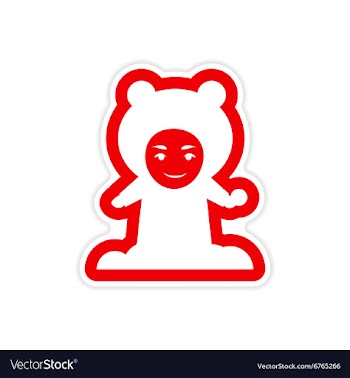 Paper sticker on white background child playing vector image