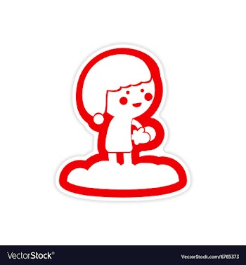 Paper sticker on white background child playing vector image