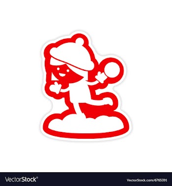 Paper sticker on white background child playing vector image