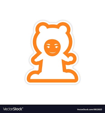 Paper sticker on white background child playing vector image