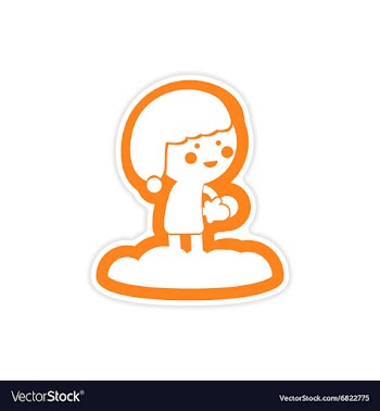 Paper sticker on white background child playing vector image