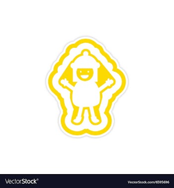 Paper sticker on white background child snow vector image