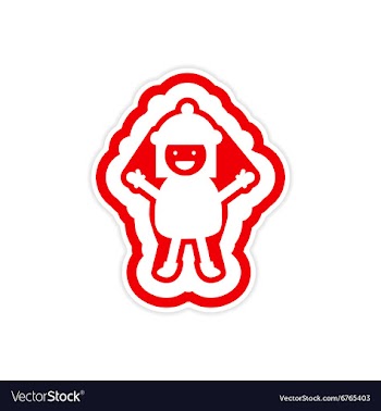 Paper sticker on white background child snow vector image