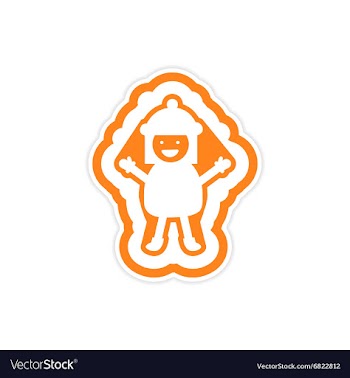 Paper sticker on white background child snow vector image