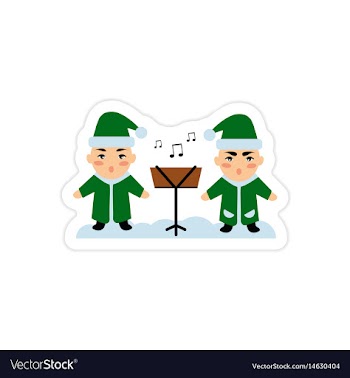 Paper sticker on white background children sing vector image