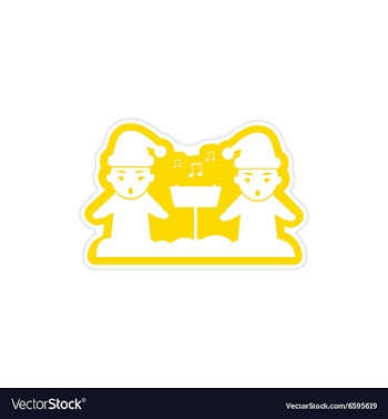 Paper sticker on white background children sing vector image