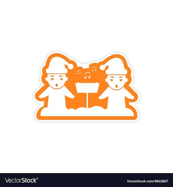 Paper sticker on white background children sing vector image