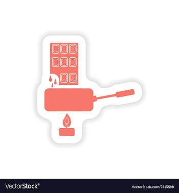 Paper sticker on white background chocolate fondue vector image