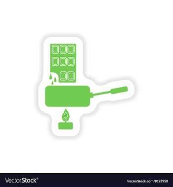 Paper sticker on white background chocolate fondue vector image