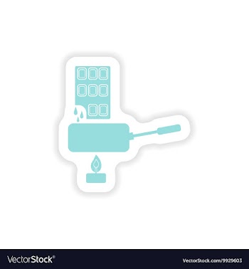 Paper sticker on white background chocolate fondue vector image