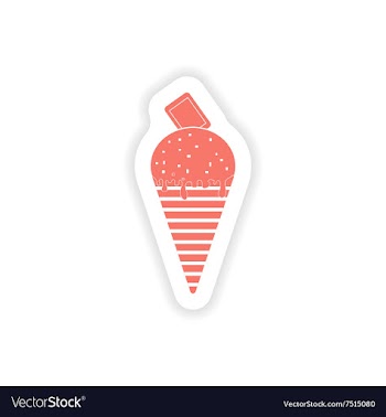 Paper sticker on white background chocolate ice vector image