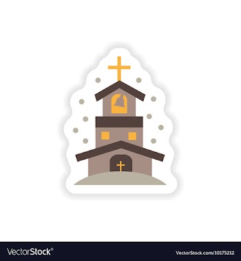 Paper sticker on white background Christian church vector image