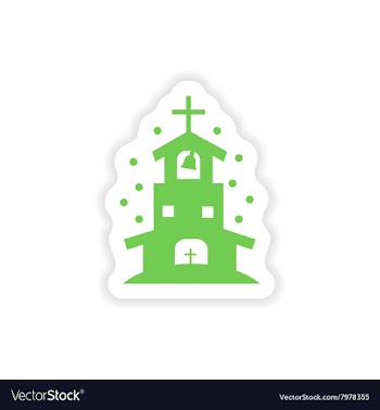 Paper sticker on white background Christian church vector image