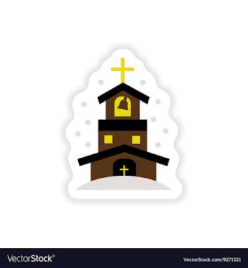 Paper sticker on white background Christian church vector image
