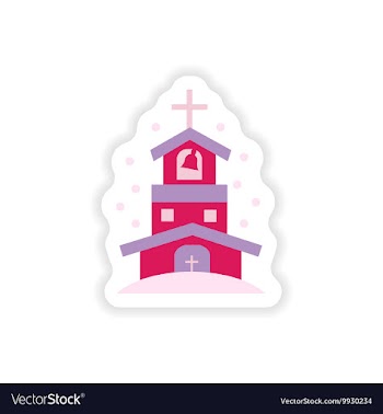 Paper sticker on white background Christian church vector image