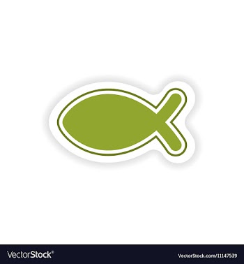 Paper sticker on white background Christian fish vector image