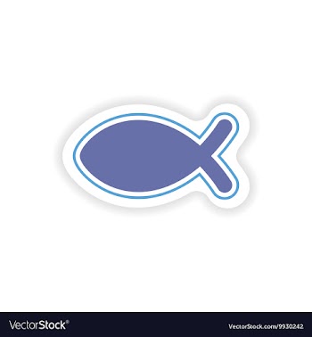 Paper sticker on white background Christian fish vector image