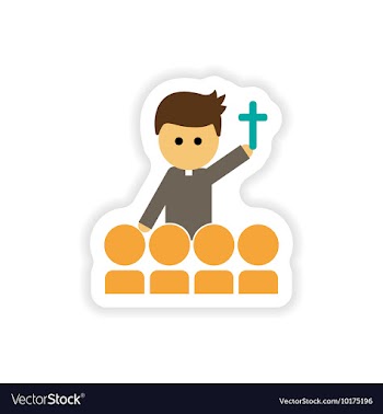 Paper sticker on white background Christian priest vector image
