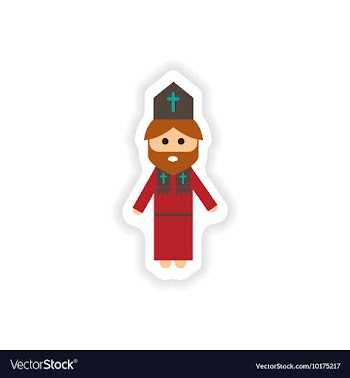 Paper sticker on white background Christian priest vector image