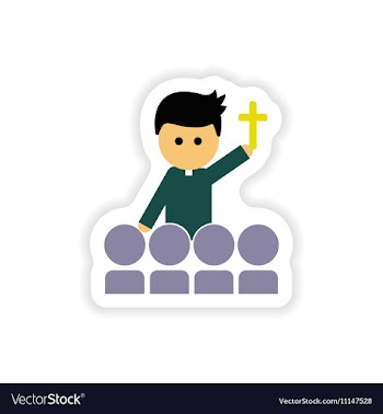 Paper sticker on white background Christian priest vector image