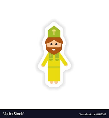 Paper sticker on white background Christian priest vector image
